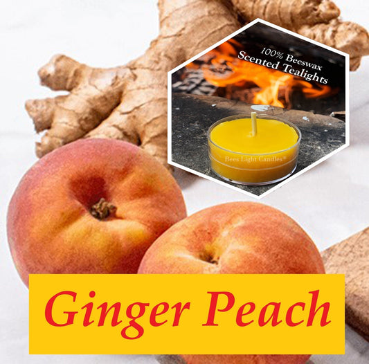 Ginger Peach Scented Beeswax Tealight Candles