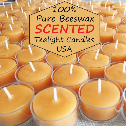 Ginger Peach Scented Beeswax Tealight Candles