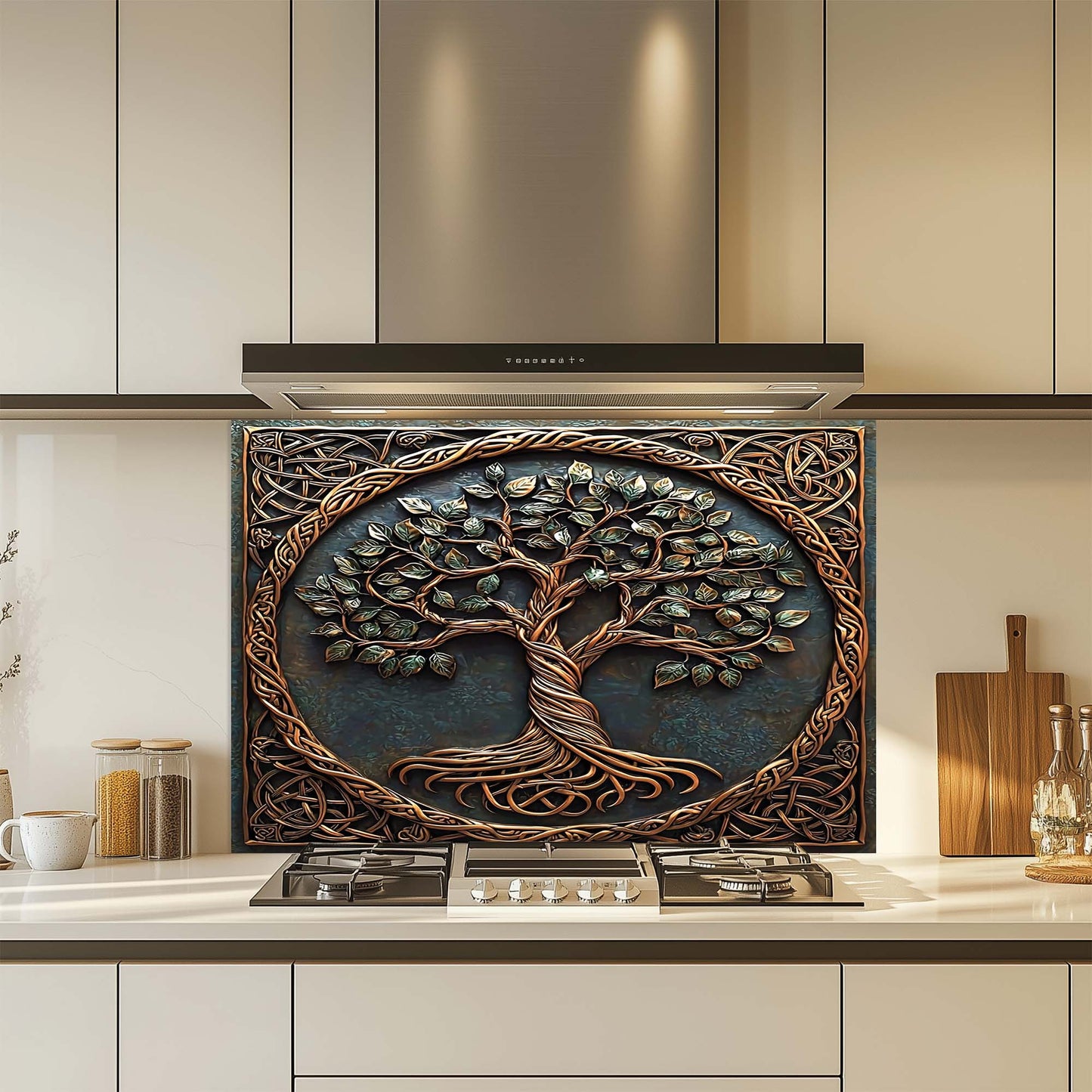 Sacred Corners – Tempered Glass Backsplash for Kitchen Stove | Tree of Life Splashback