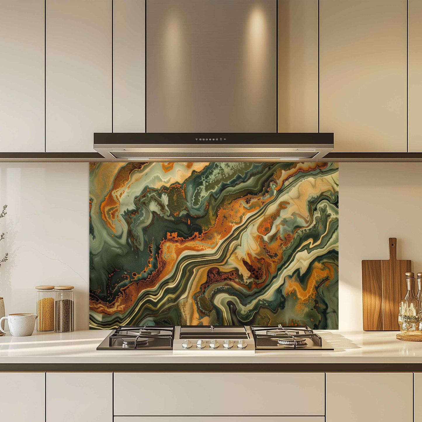 Tempered Glass Backsplash – Forest Ember