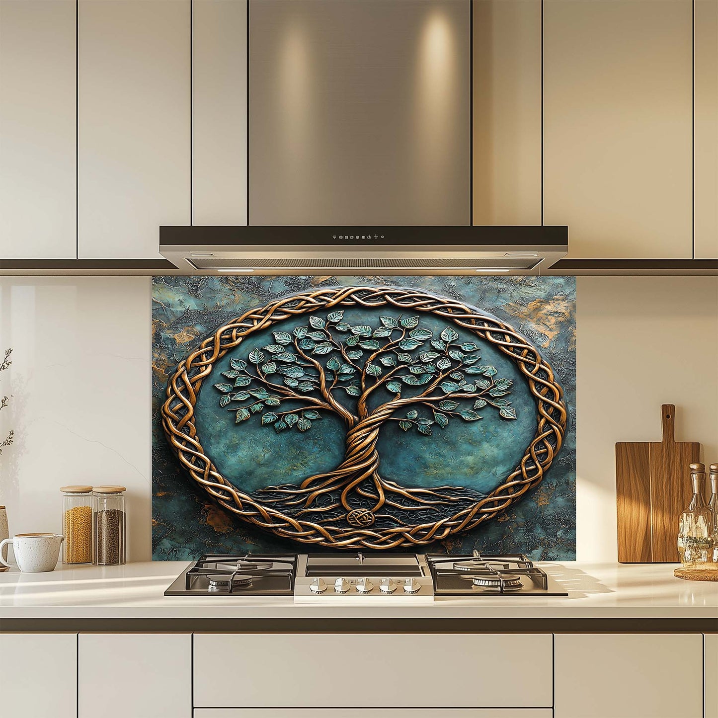 Ancient Bond – Tempered Glass Backsplash for Kitchen Stove | Tree of Life Backsplash