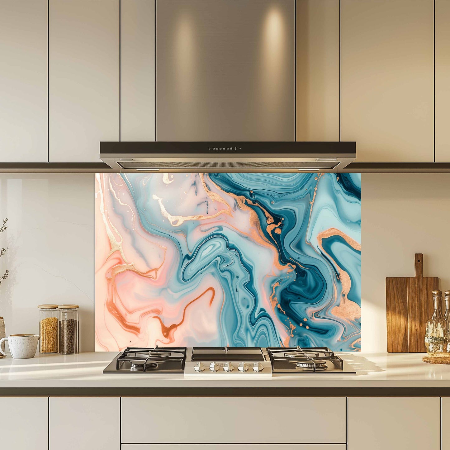 Kitchen Glass Backsplash – Cotton Coral