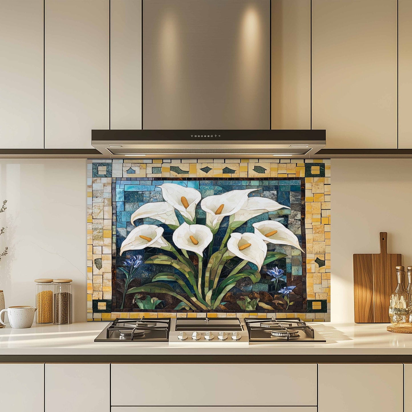 Kitchen Backsplash - Vintage Calla Tempered Glass Splashback