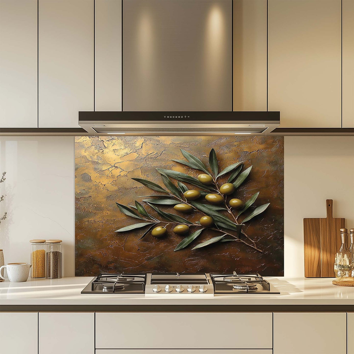 Olive Grove – Tempered Glass Backsplash for Kitchen Stove | Olive Branch Backsplash