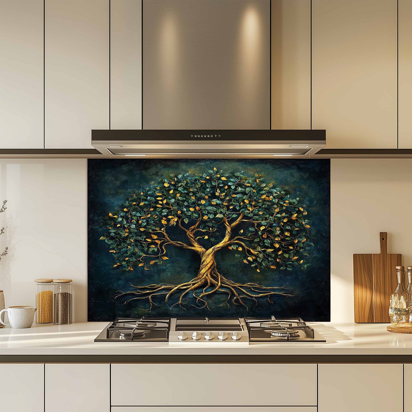 Emerald Tree Tempered Glass Backsplash – Kitchen Backsplash for Stove