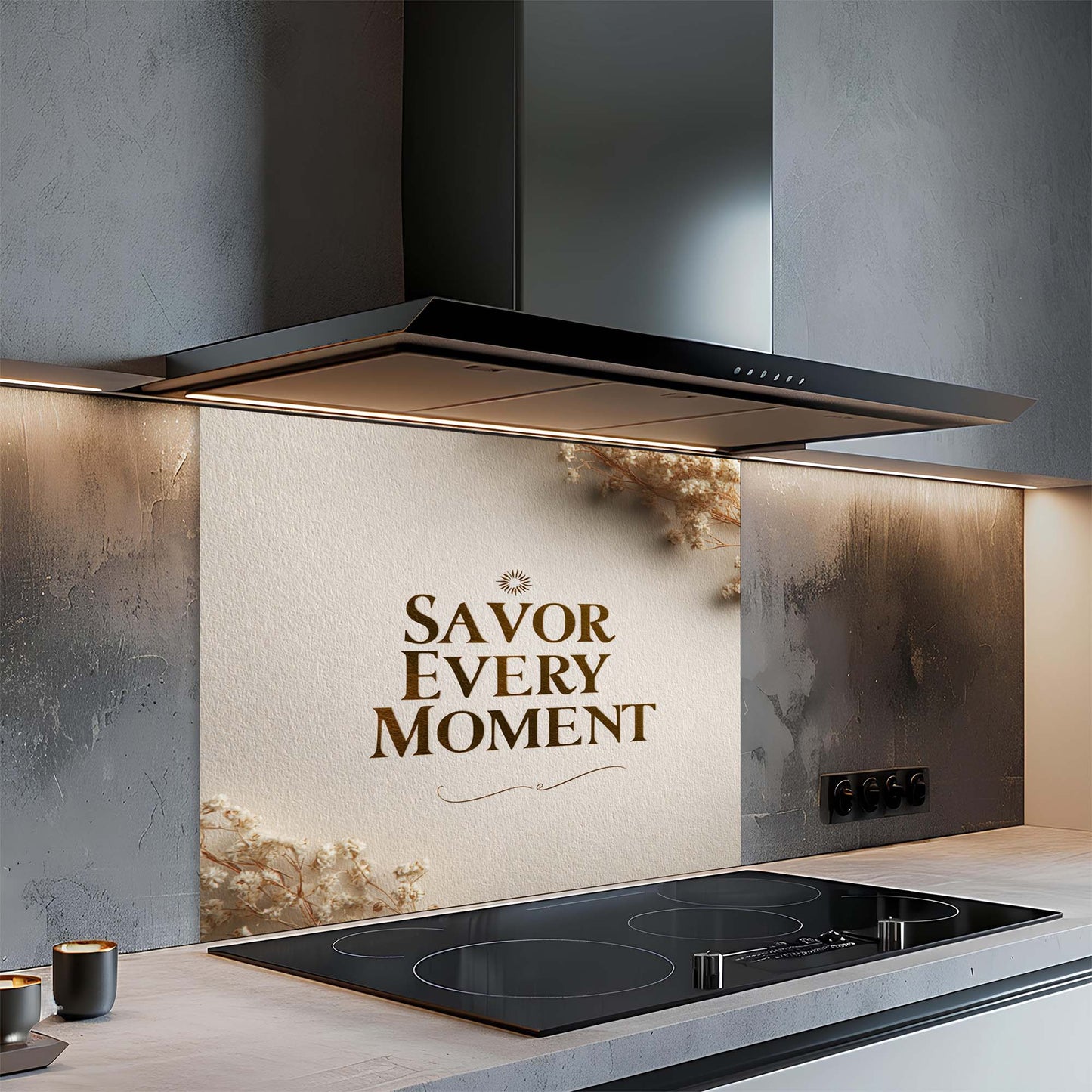 Savor Every Moment – Tempered Glass Backsplash for Kitchen – Kitchen Quote Splashback