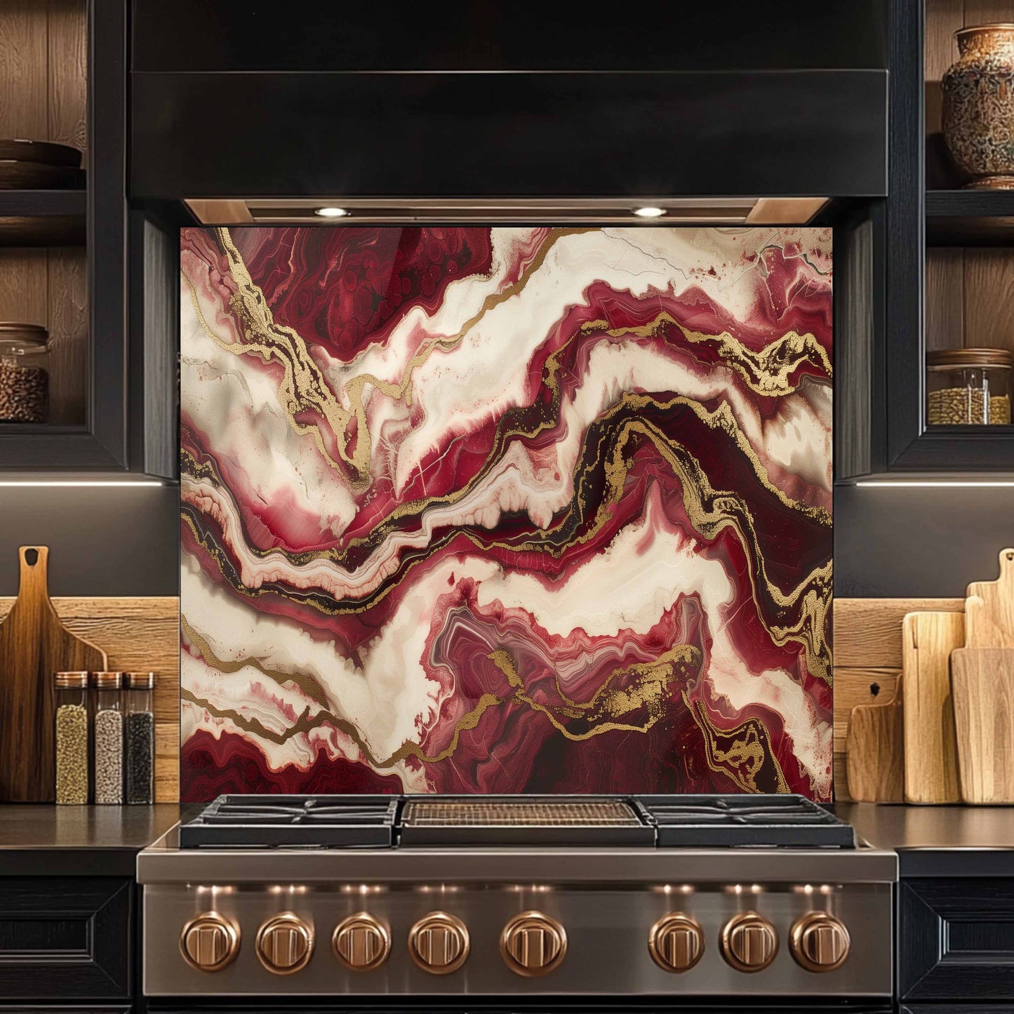 Tempered Glass Backsplash – Crimson Dune