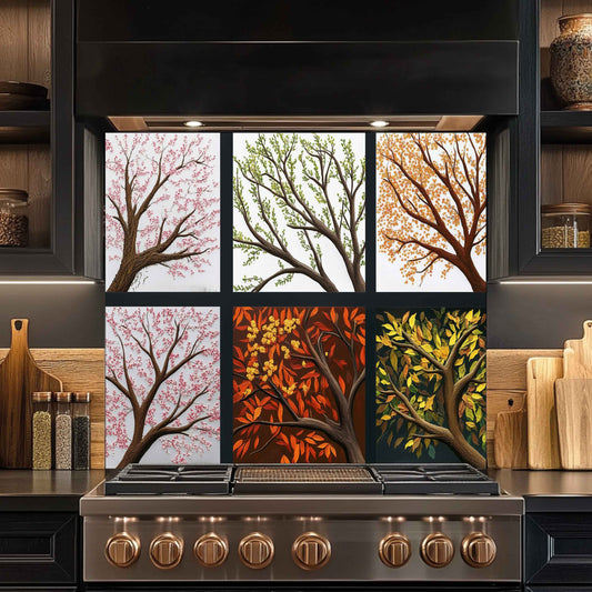 Tempered Glass Backsplash for Kitchen | Tree of Life Seasonal Art