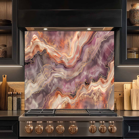 Tempered Glass Backsplash – Desert Bloom