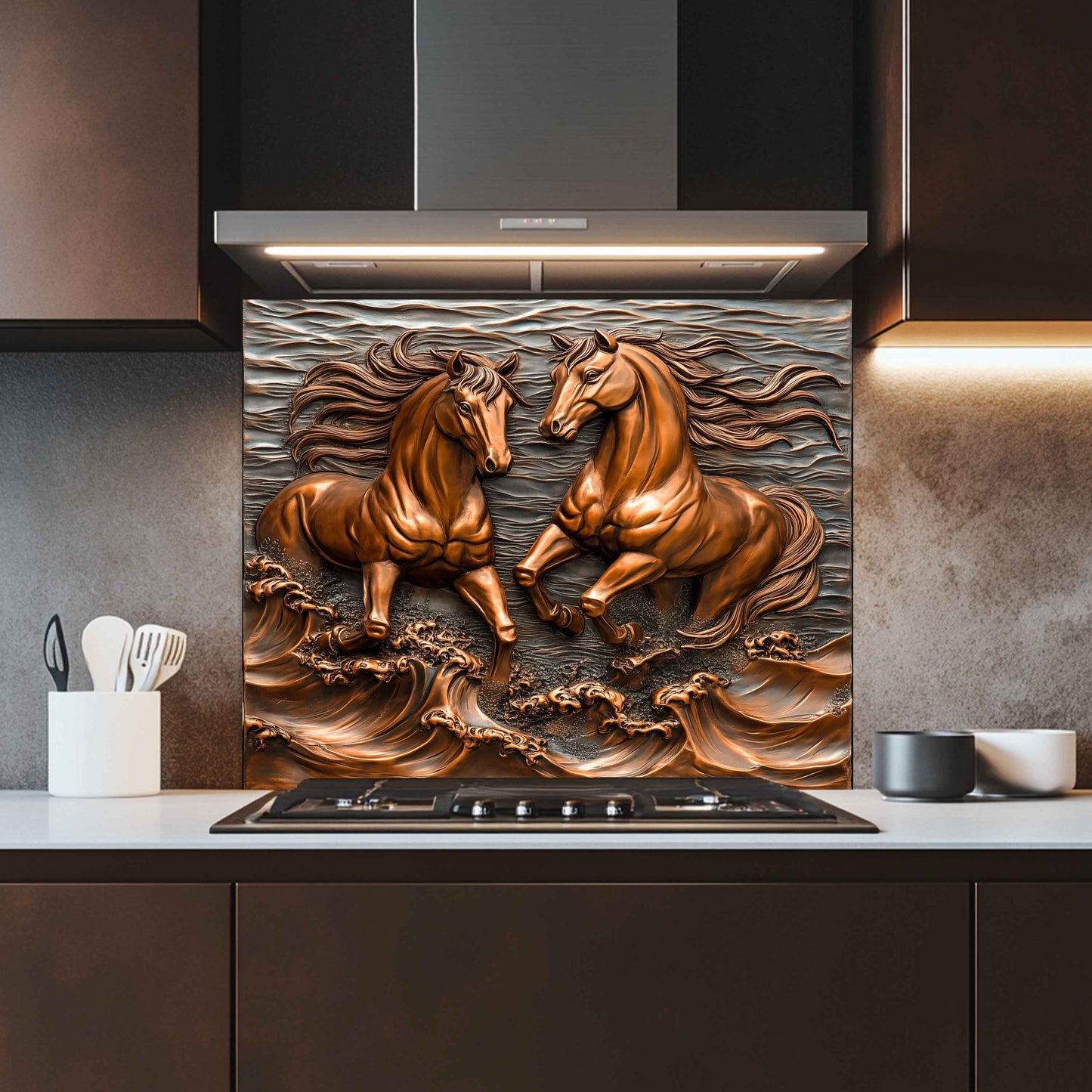 Ocean Stallions Tempered Glass Backsplash – Wild Horses Kitchen Backsplash Panel