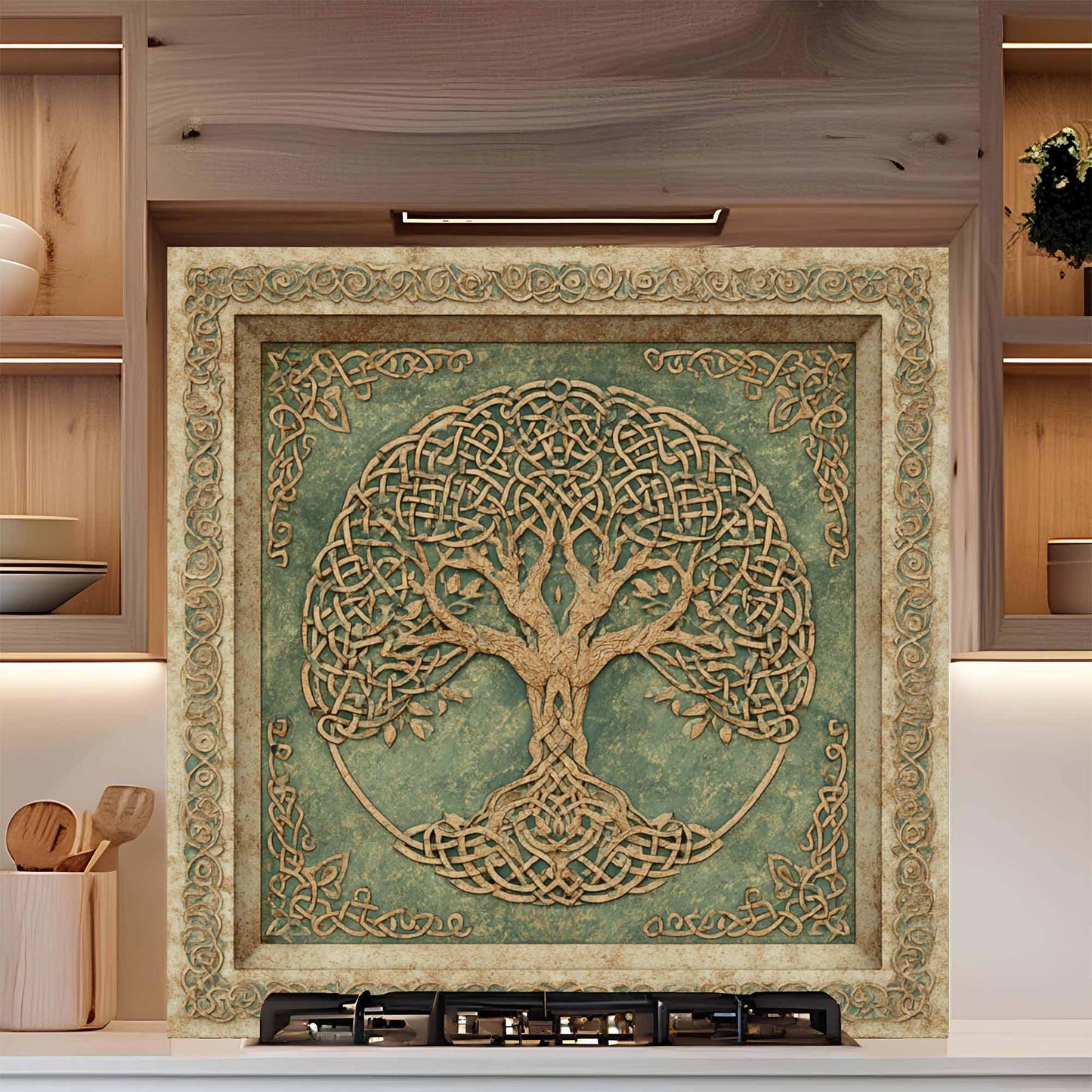 Knotwood Tree Tempered Glass Backsplash – Tree of Life Kitchen Backsplash