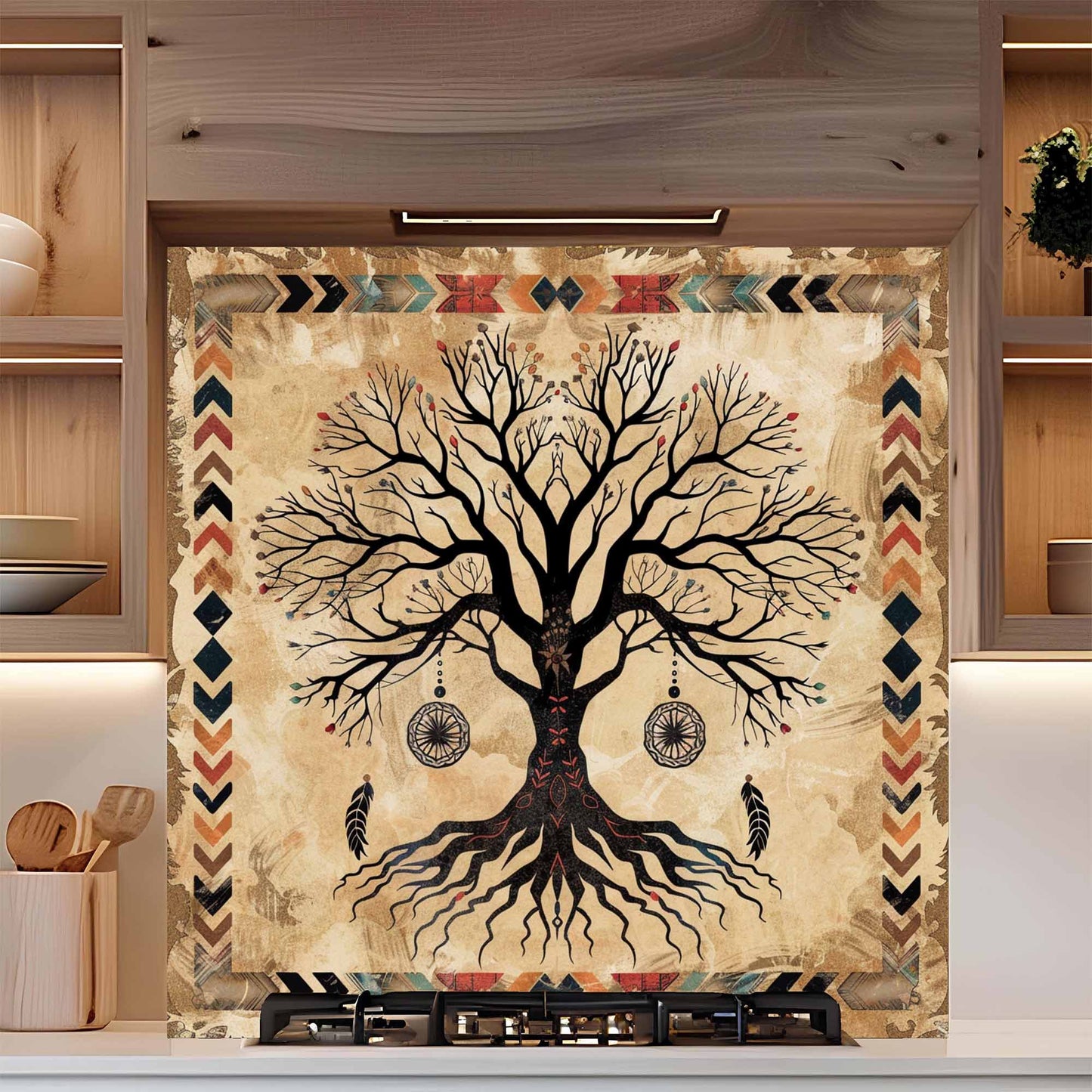 Mystic Dream Kitchen Backsplash – Tree of Life Glass Backsplash for Stove