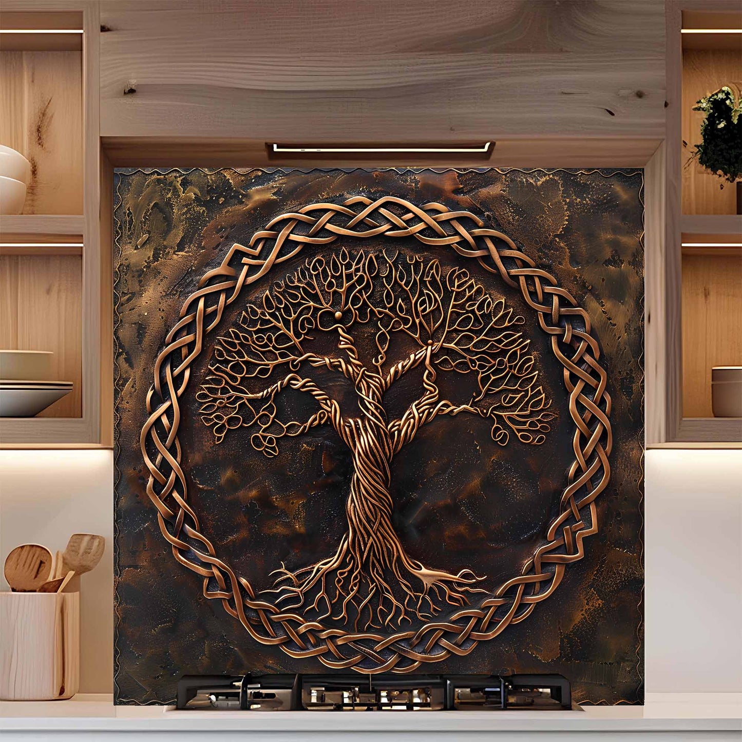 Copper Unity Kitchen Backsplash – Tempered Glass Backsplash for Stove
