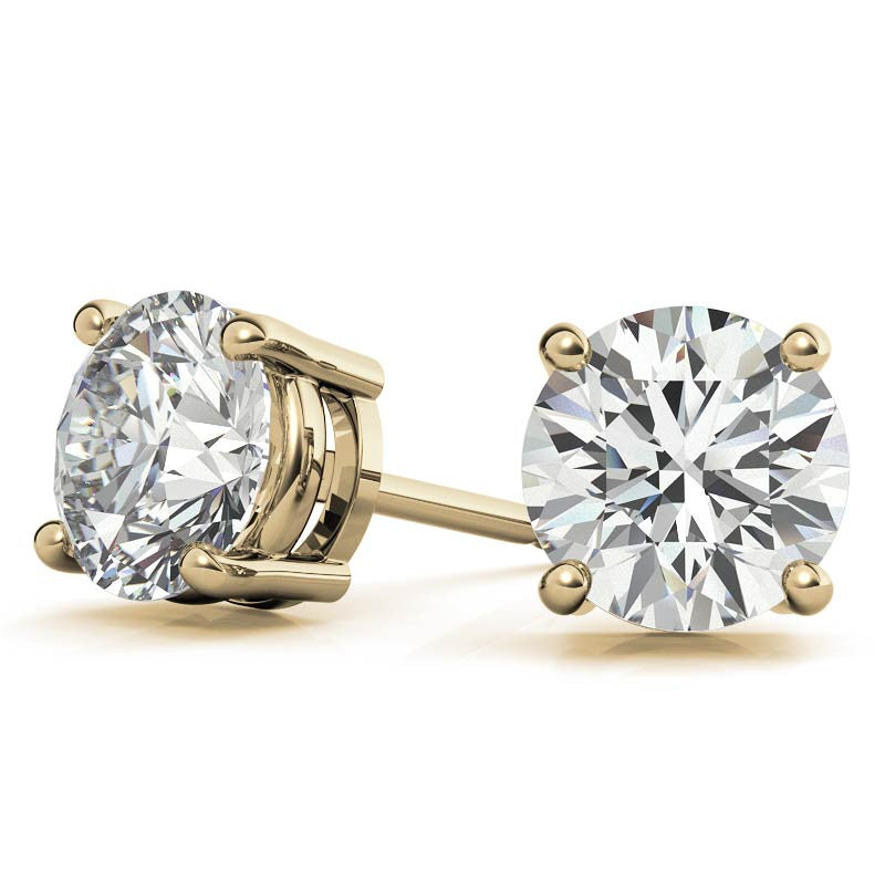 AGI Certified 6 CTW Lab Grown Diamond Stud Earrings in 14K White or Yellow Gold – G VS Round Cut