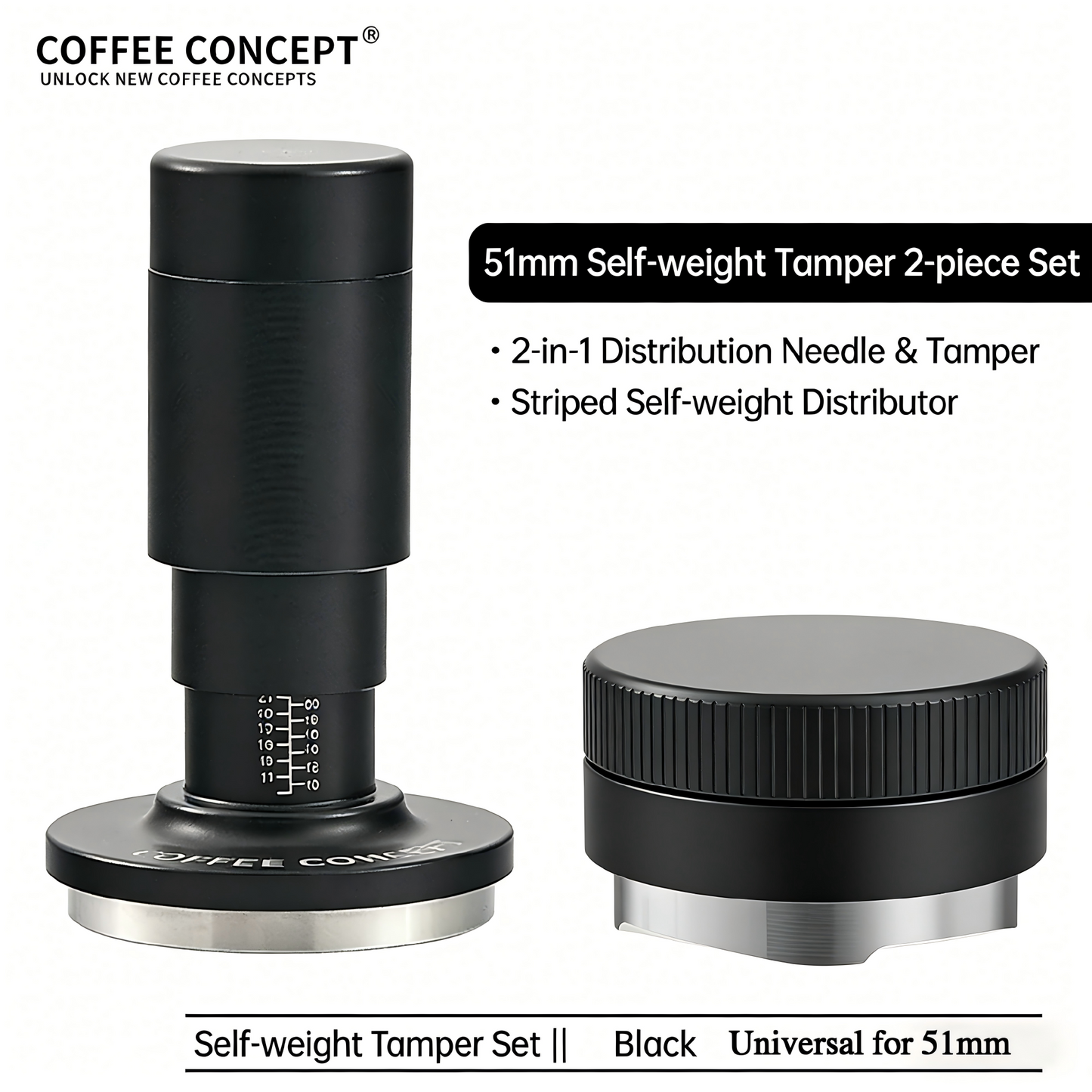 Vertical Striped Gravity Espresso Distributor - Stainless Steel Self-Leveling Tool 51/53/58mm From $16