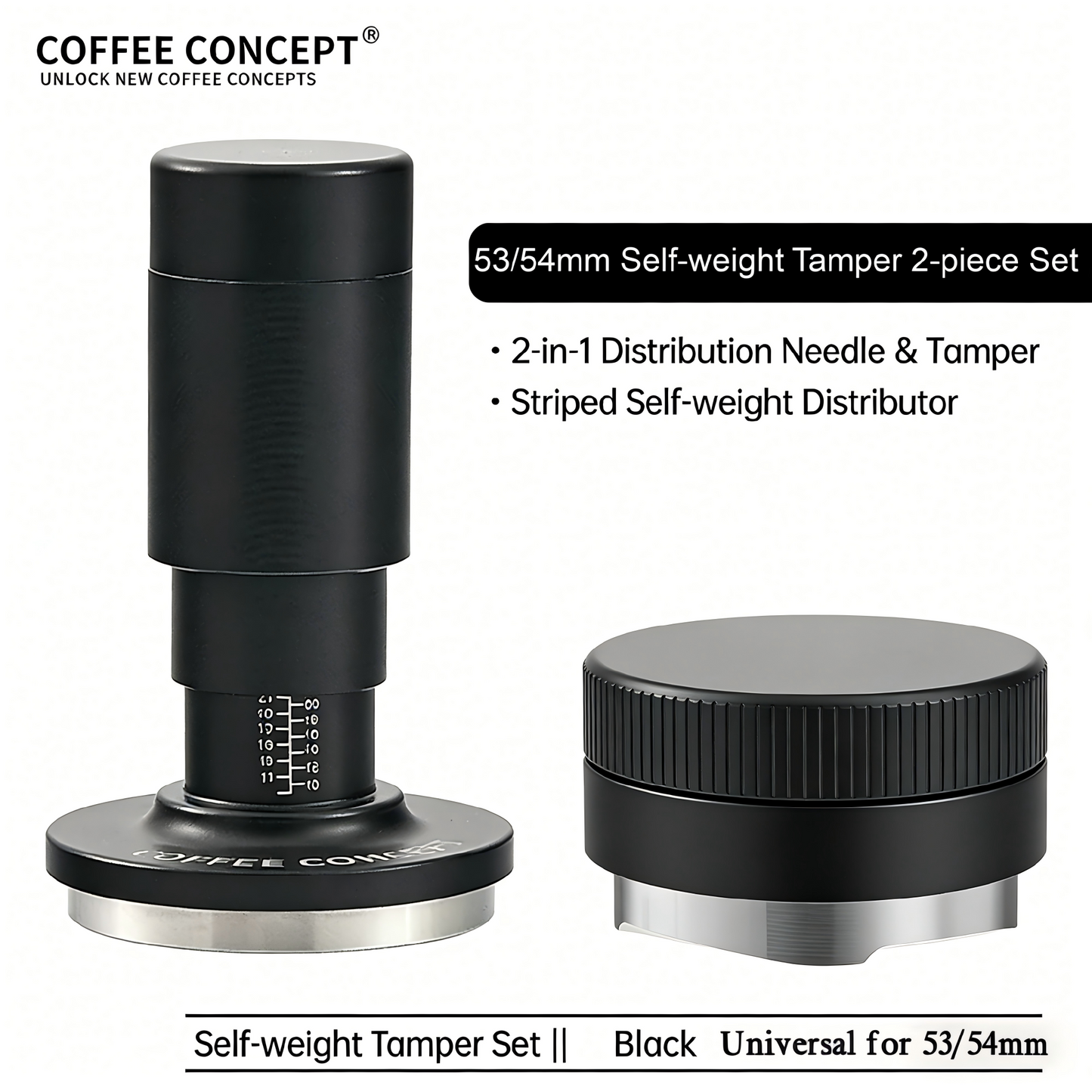 Vertical Striped Gravity Espresso Distributor - Stainless Steel Self-Leveling Tool 51/53/58mm From $16