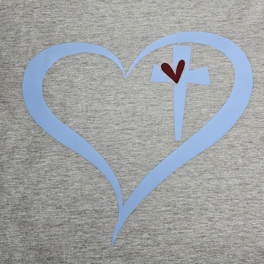 Cross in Heart T-Shirt - Christian Faith Graphic Tee