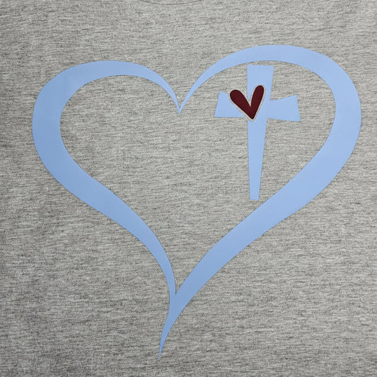 Cross in Heart T-Shirt - Christian Faith Graphic Tee