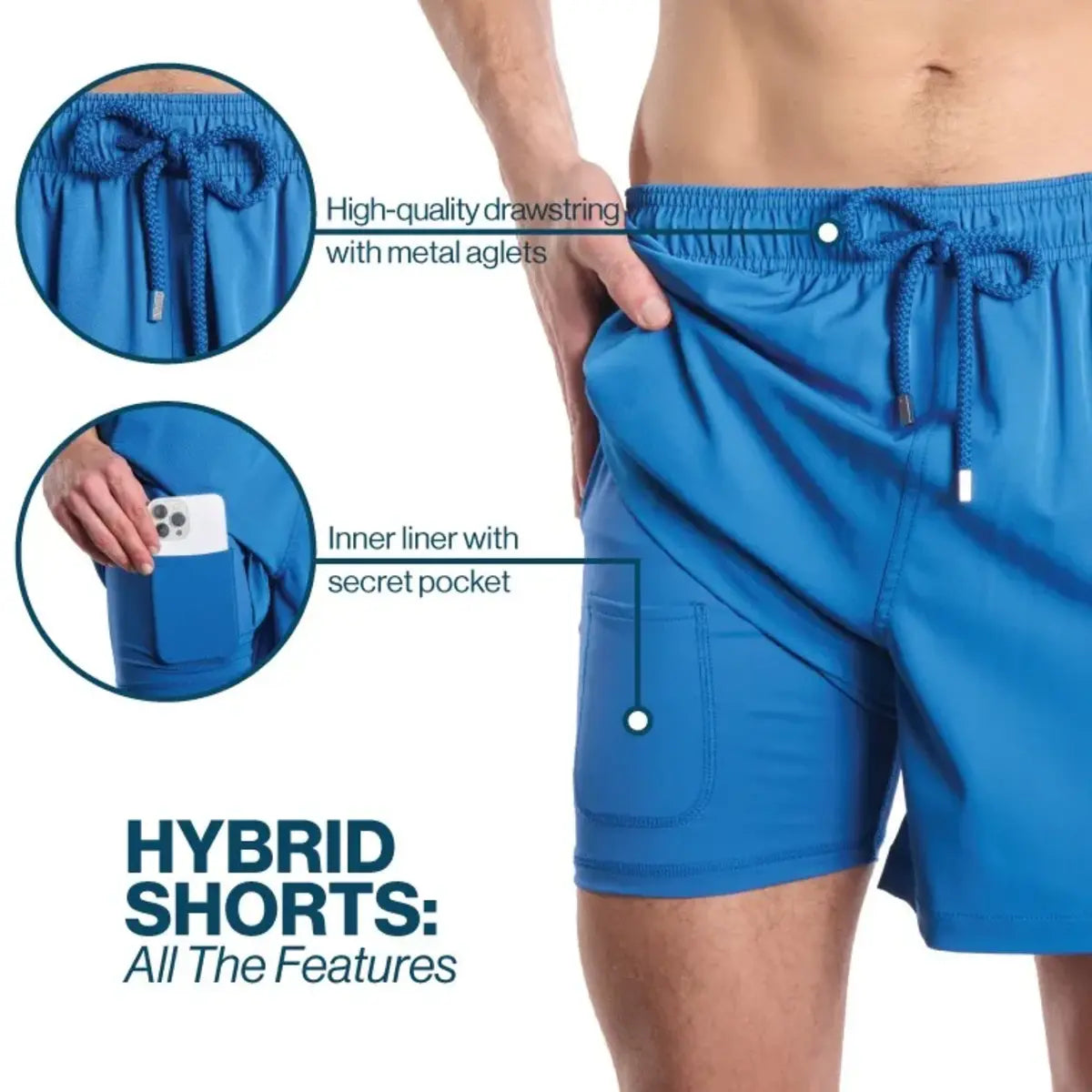 Men’s Premium Compression-Lined Hybrid Shorts – Pink Flamingos