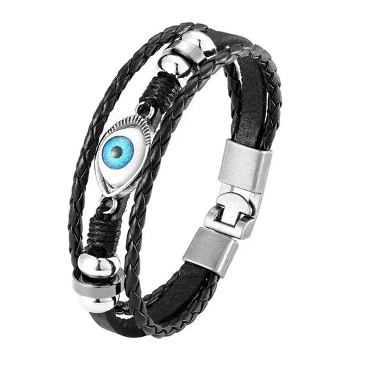 Evil Eye Bracelet for Women – Multi-Layer Beaded Leather Jewelry