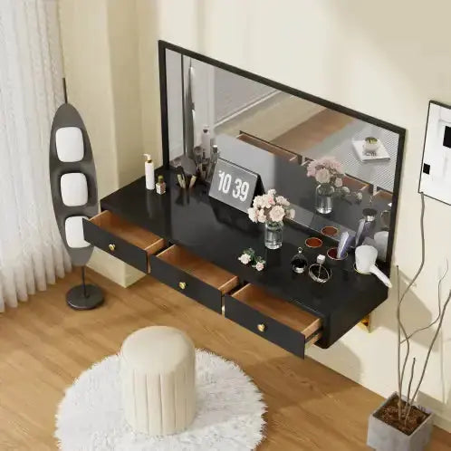 Floating Shelf With Drawer, Multi-Purpose Wall-Mounted Vanity Table, Mounted Desk, Floating Table For Bedroom