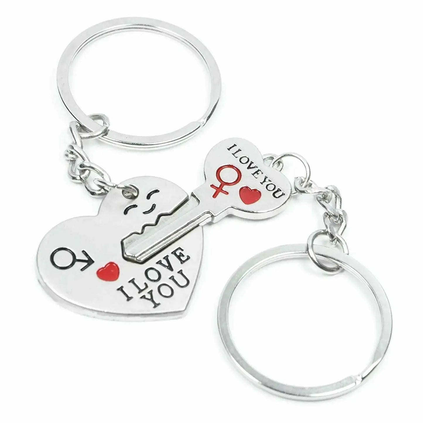 Couple Heart Keychain Set – Matching Love Keyrings for Boyfriend & Girlfriend