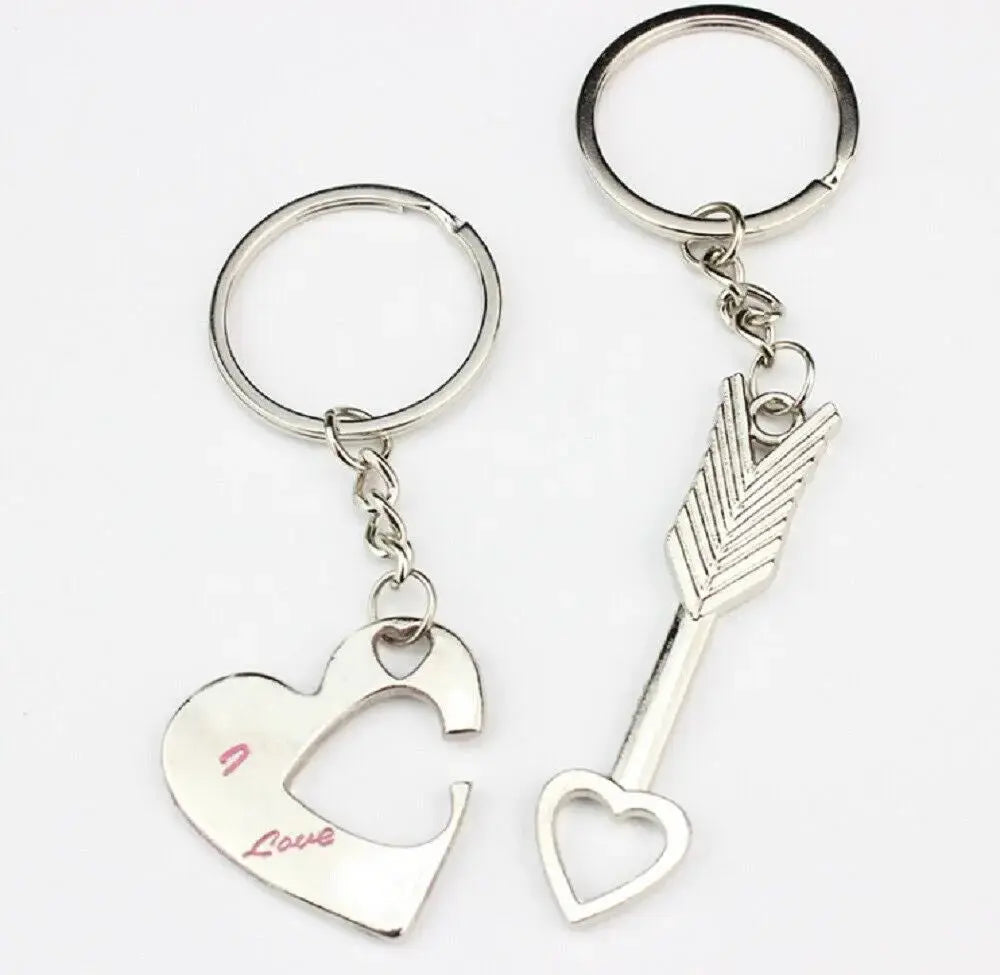 Couple Heart Keychain Set – Matching Love Keyrings for Boyfriend & Girlfriend
