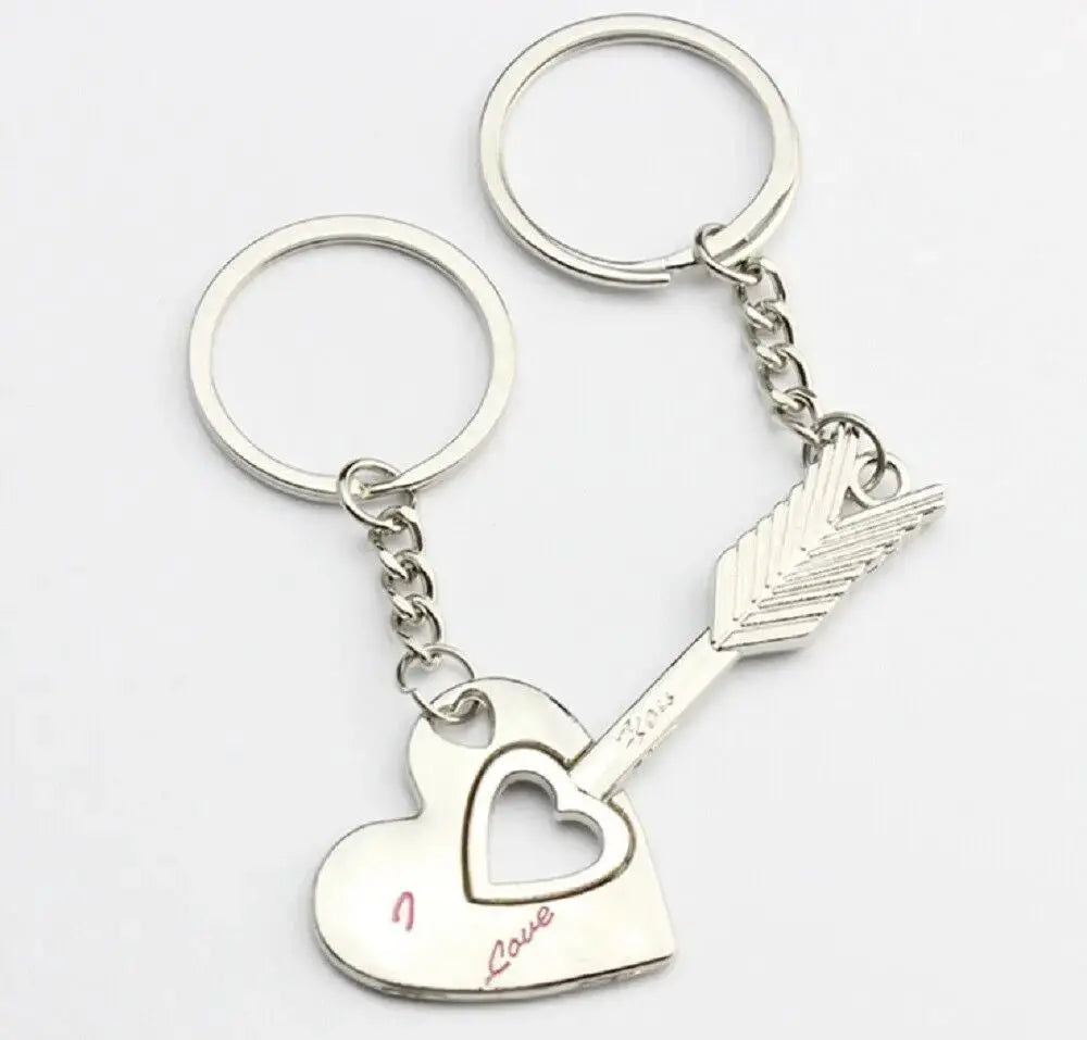 Couple Heart Keychain Set – Matching Love Keyrings for Boyfriend & Girlfriend