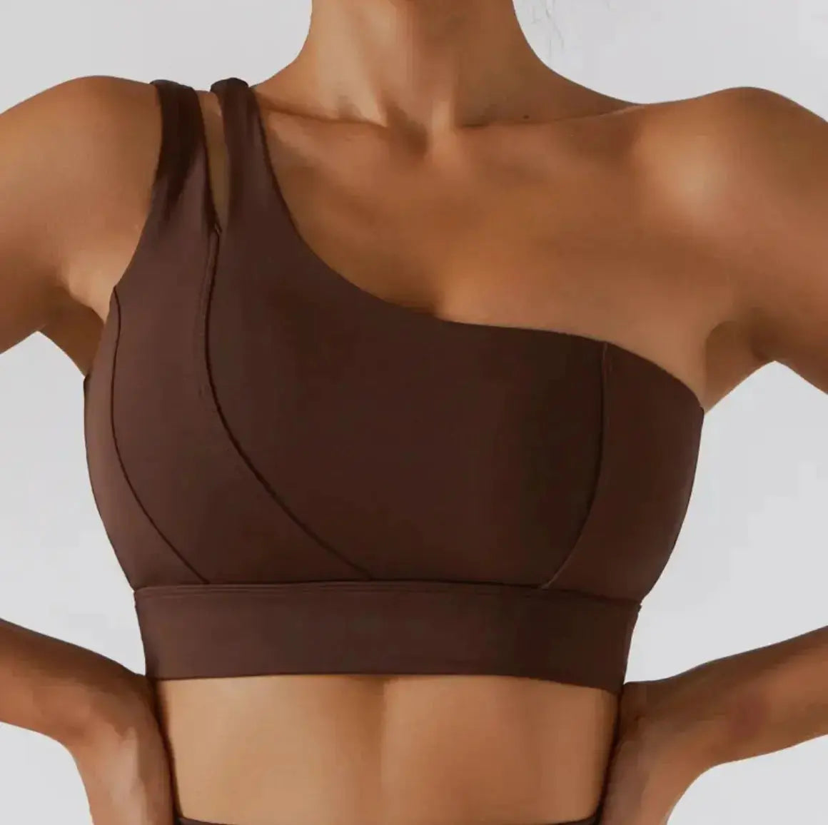One Shoulder Sports Bra – Flaire™ Ribbed Workout Bra