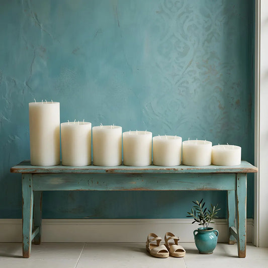 Giant 6 Inch Wide White Beeswax 4 Wick Candles 7 Sizes