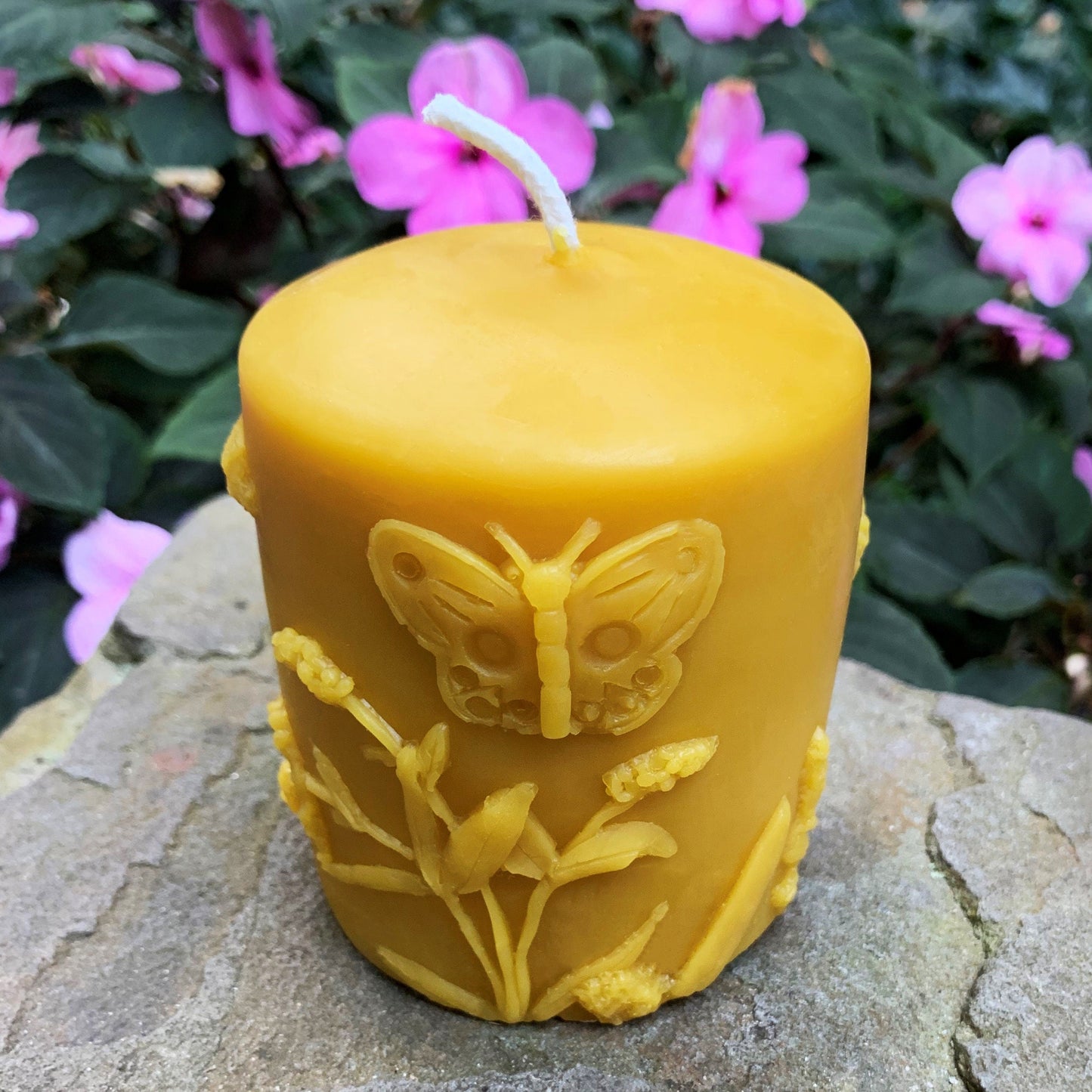 Butterfly | Hummingbird | Flower | Beeswax Pillar Set