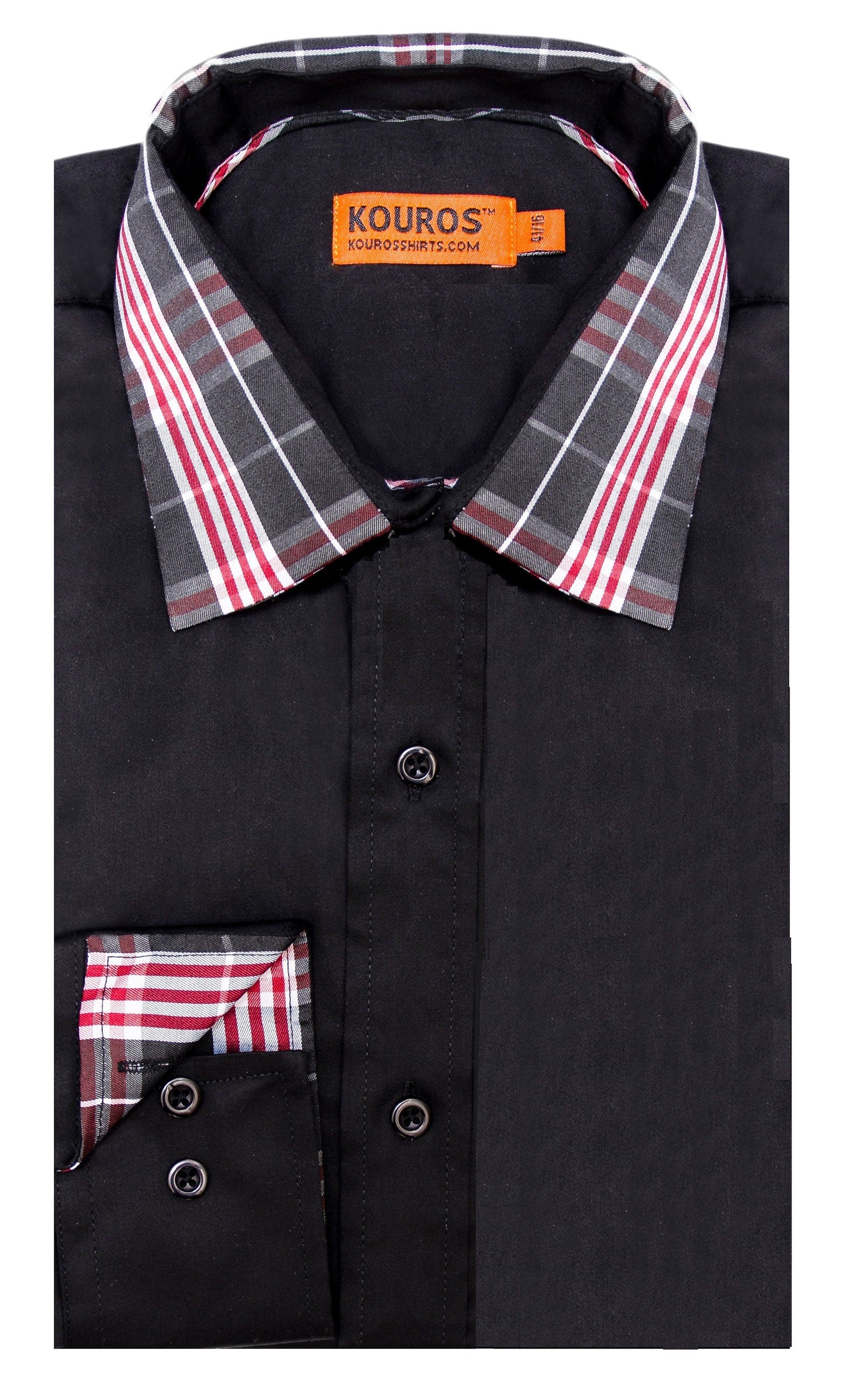 Men's Slim Fit Cotton Dress Shirt - Black Semi-Spread Collar