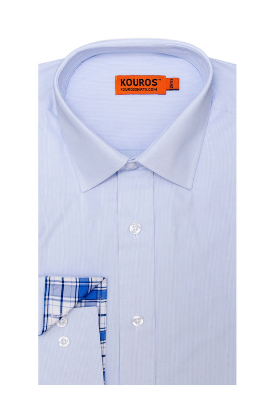 Men's Slim Fit Light Blue Cotton Dress Shirt