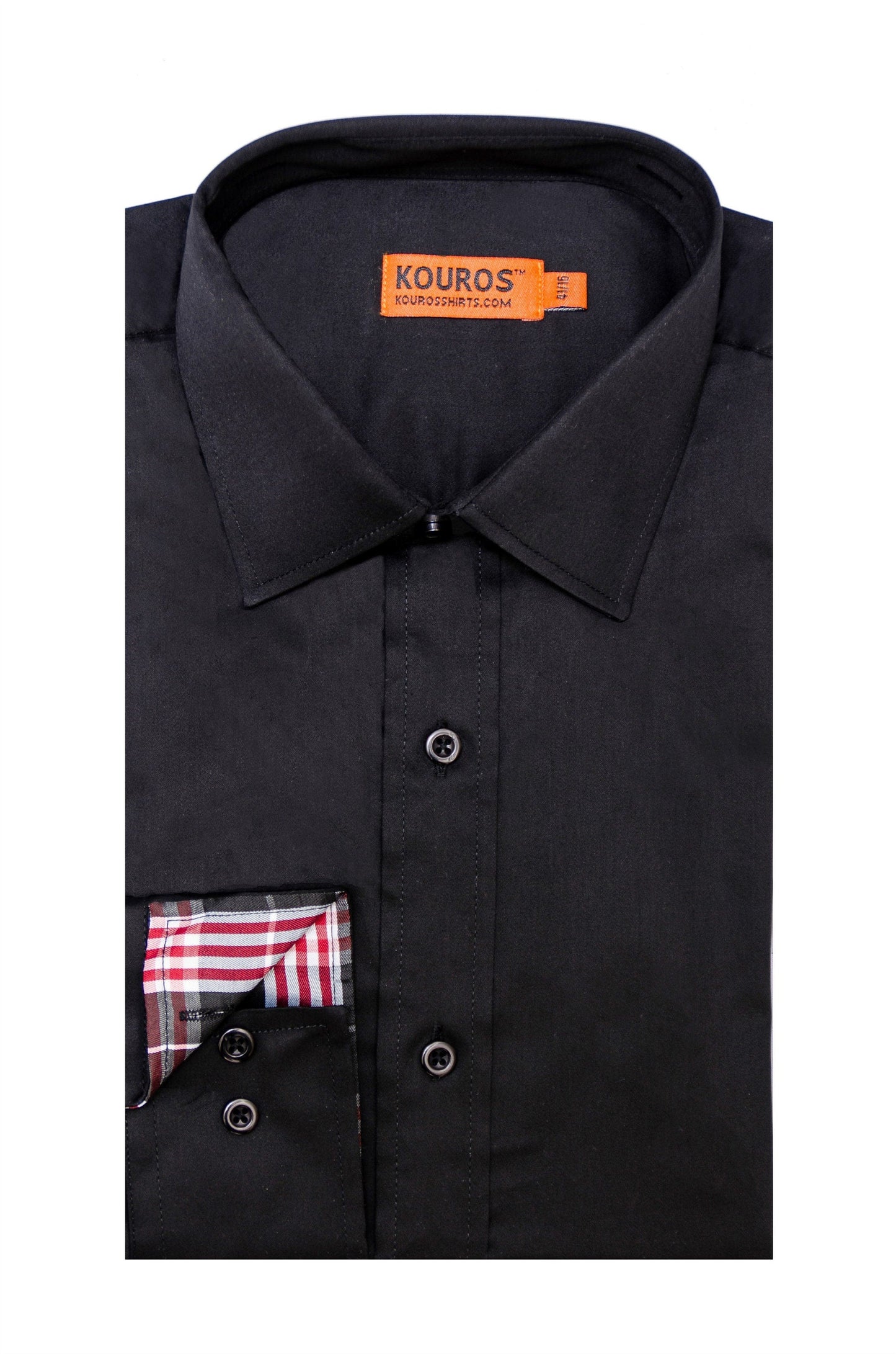 Men's Slim Fit Cotton Dress Shirt - Black Semi-Spread Collar