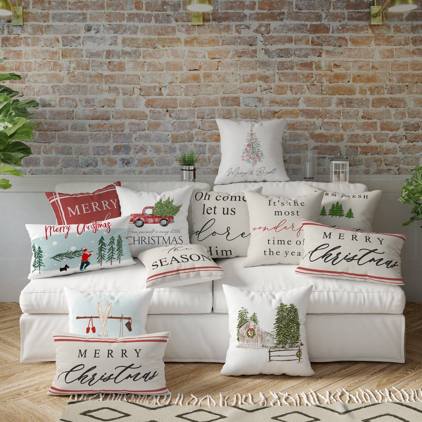 Merry and Bright- Vintage Christmas Tree- 18x18 inch pillow cover #19