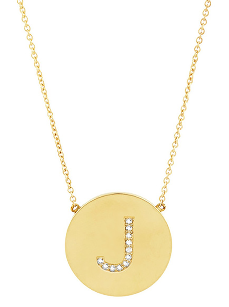 14K Gold Plated Sterling Silver CZ Round Initial Necklace