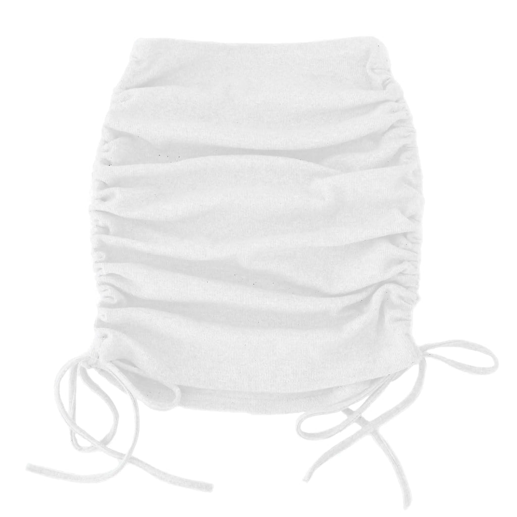 Women's Stretch Pleated Skirt with Drawstring Design