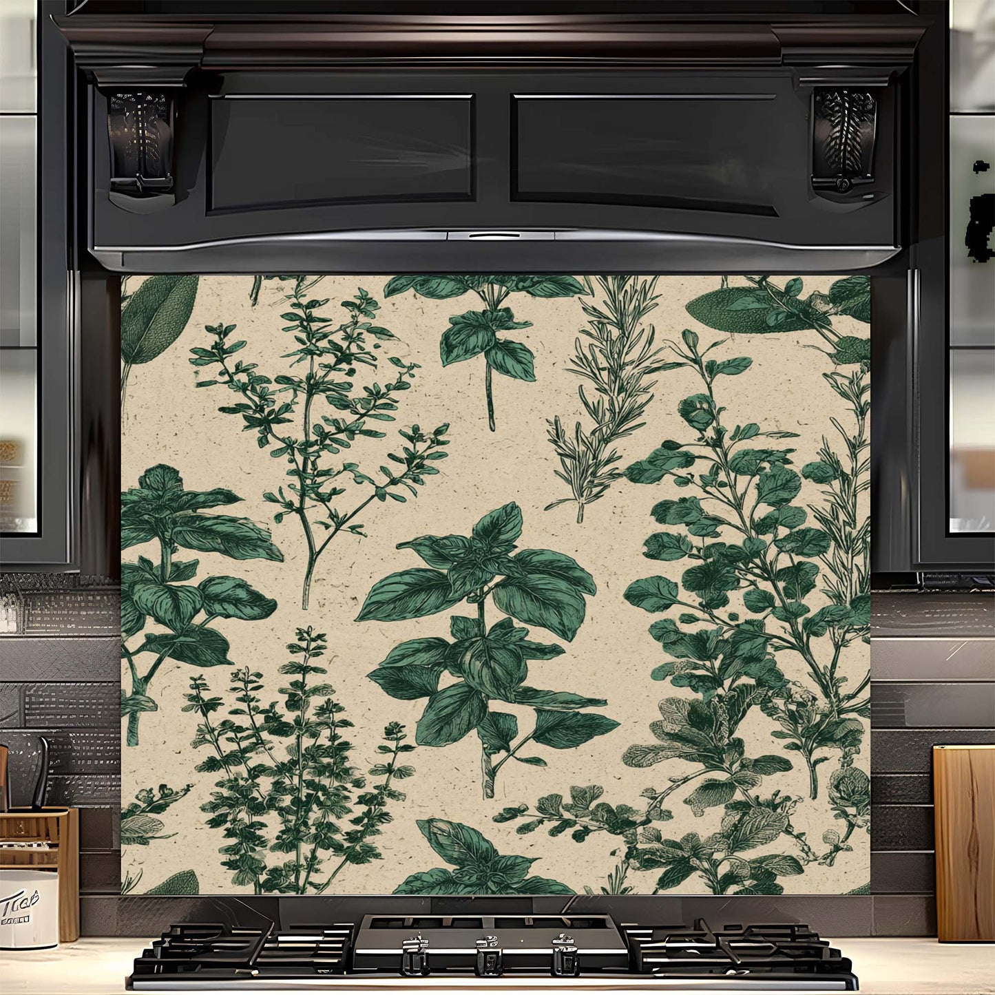 Botanical Herbs – Tempered Glass Backsplash for Kitchen – Vintage Kitchen Splashback