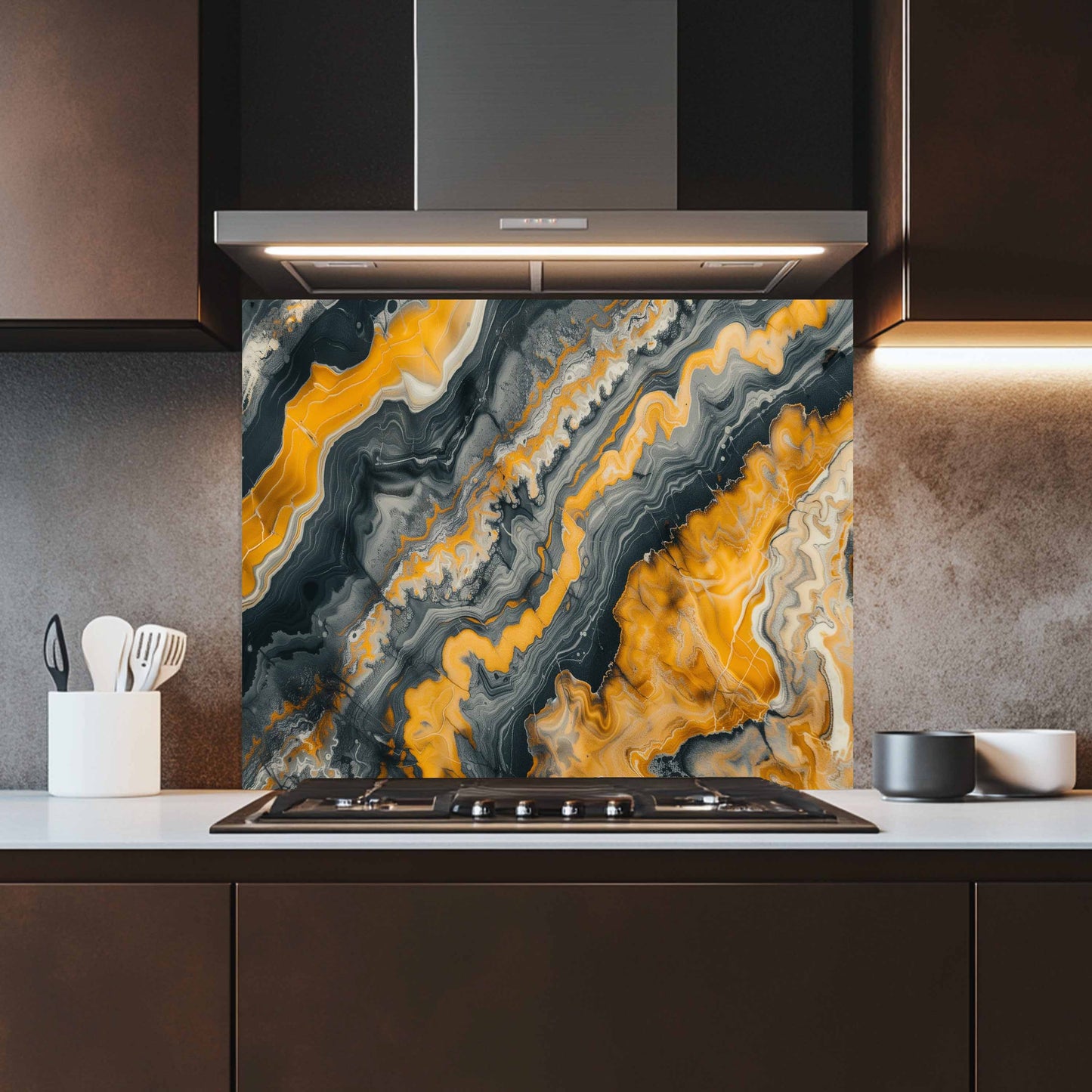Kitchen Glass Backsplash – Lava Ash