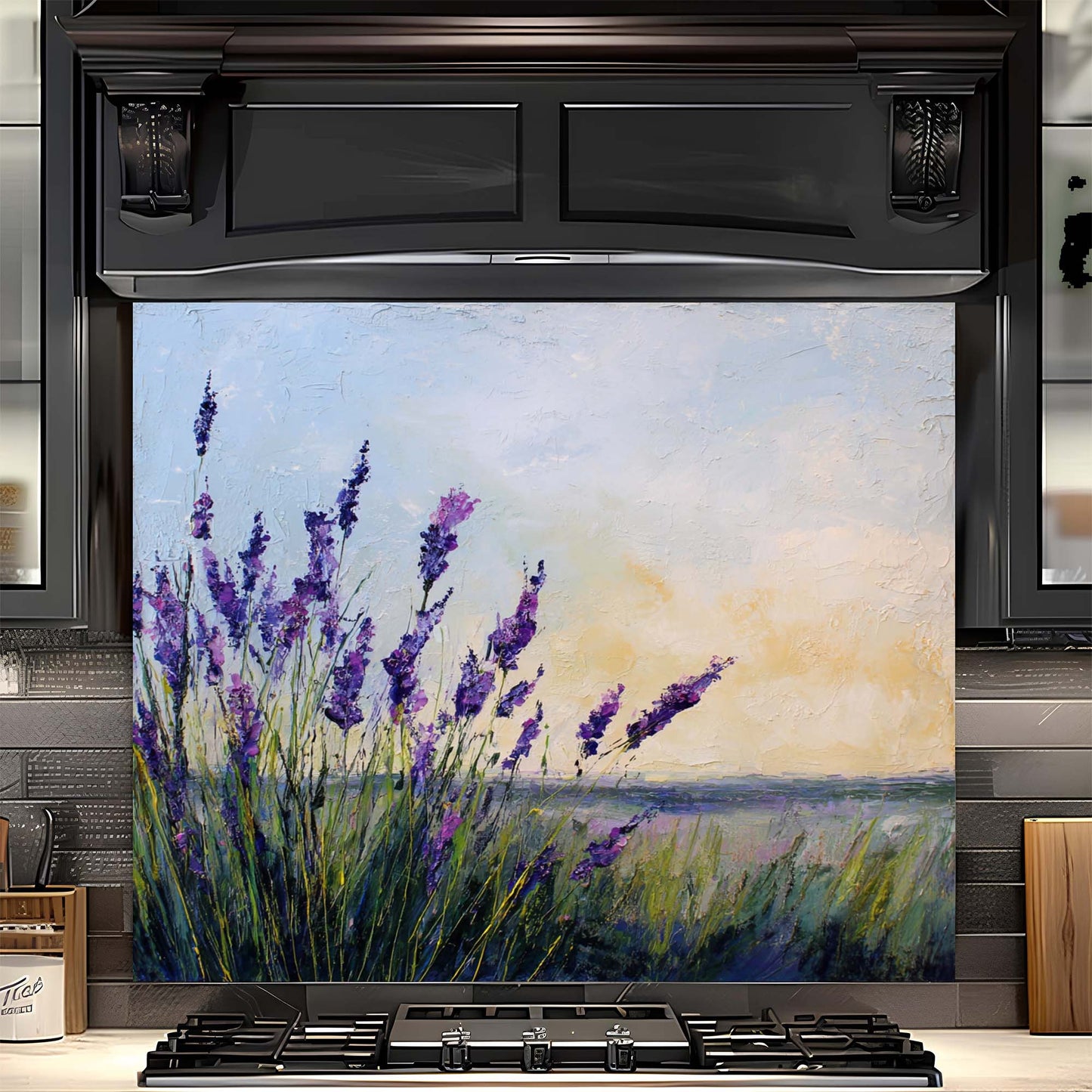 Lavender Fields – Tempered Glass Backsplash for Kitchen – Provence Inspired Splashback