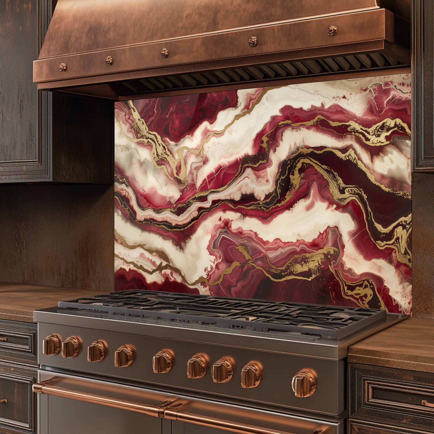 Tempered Glass Backsplash – Crimson Dune