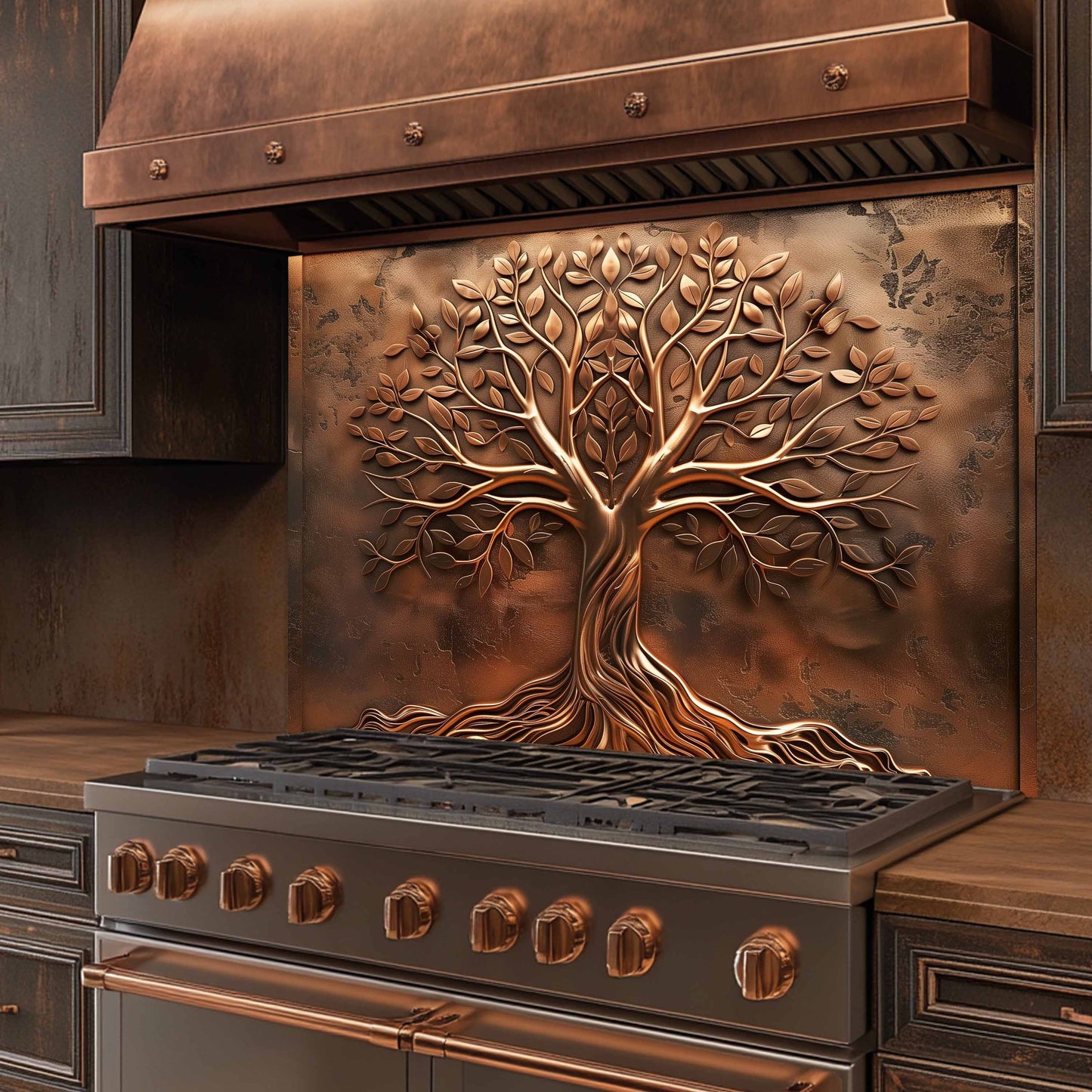 Custom Kitchen Backsplash – Amber Roots Tempered Glass Stove Backsplash
