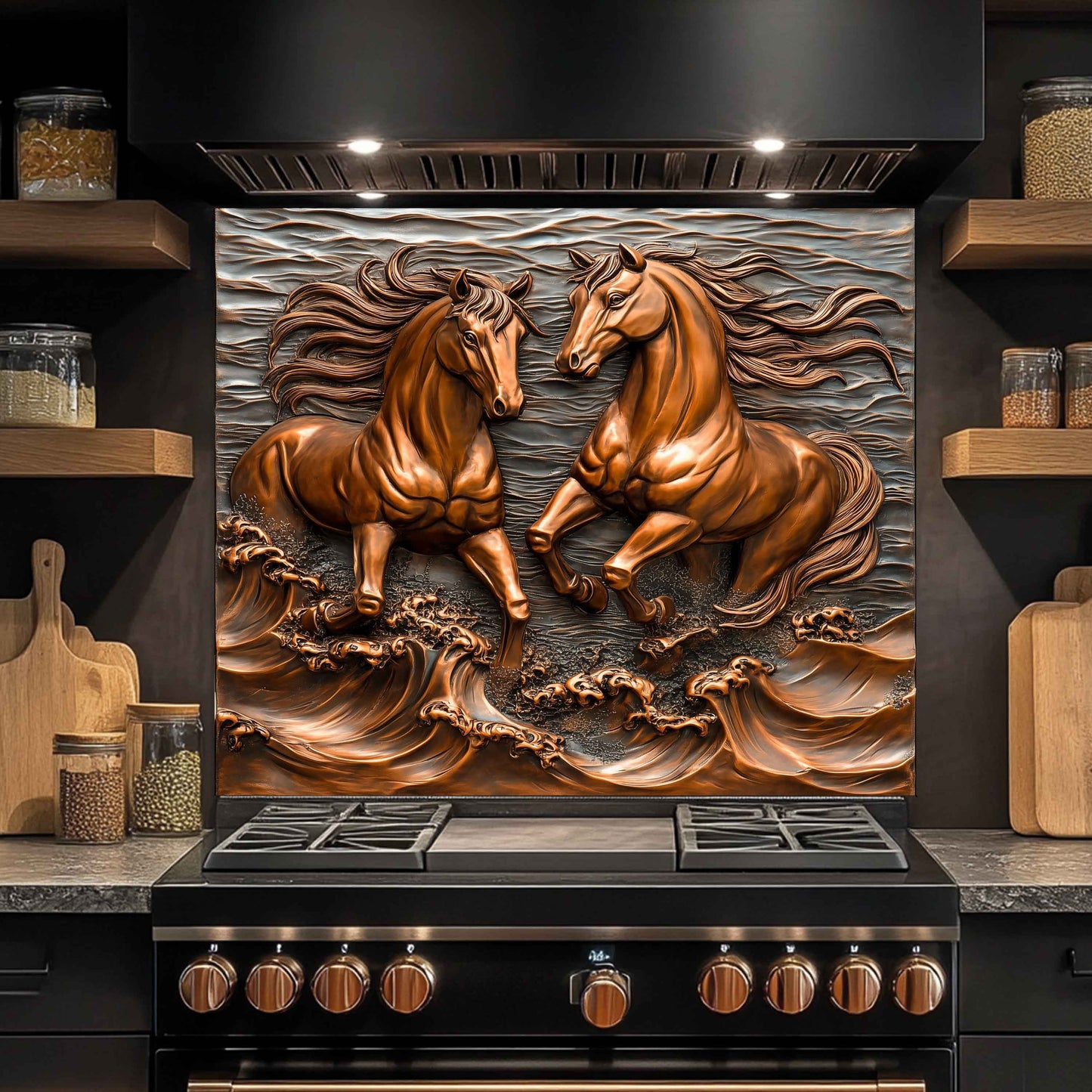 Ocean Stallions Tempered Glass Backsplash – Wild Horses Kitchen Backsplash Panel