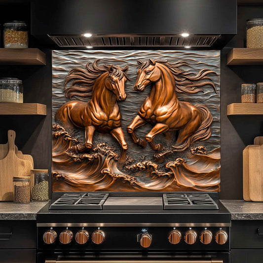 Ocean Stallions Tempered Glass Backsplash – Wild Horses Kitchen Backsplash Panel