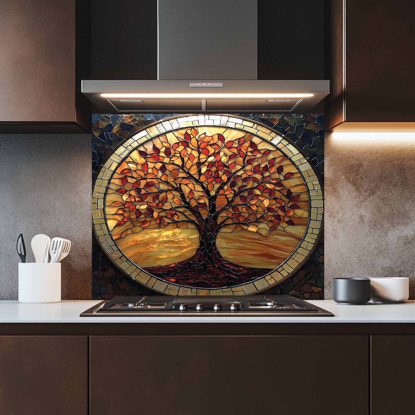 Amber Mosaic Tempered Glass Backsplash – Kitchen Backsplash for Stove