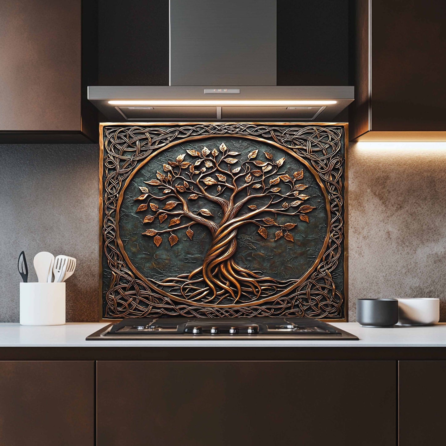 Tree of Love Glass Backsplash – Kitchen Backsplash for Stove & Sink