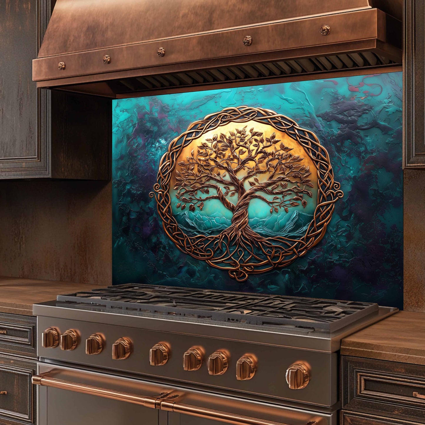 Custom Kitchen Backsplash – Emerald Life Tempered Glass Stove Backsplash
