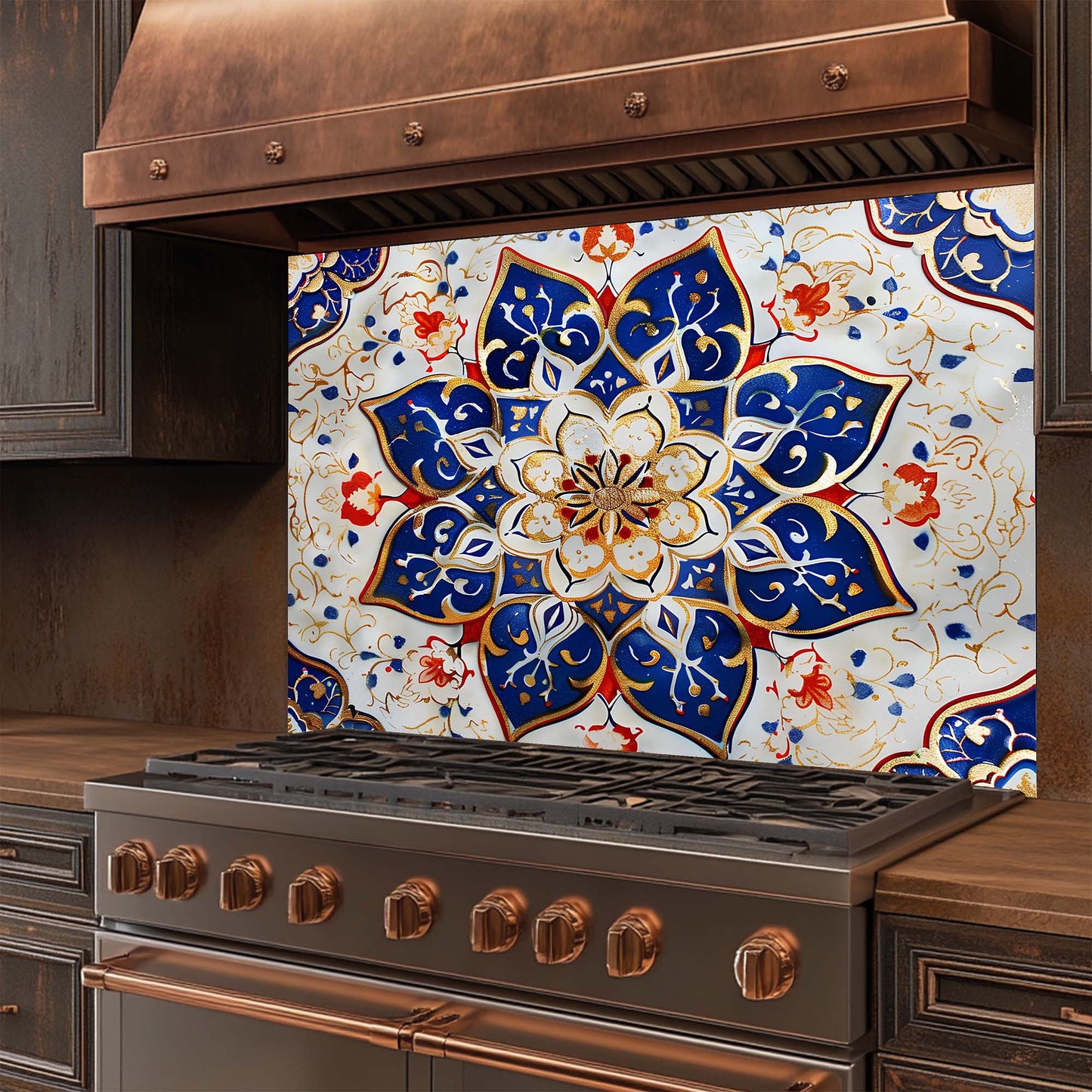Oriental Blossom – Tempered Glass Backsplash for Kitchen – Mandala Kitchen Splashback