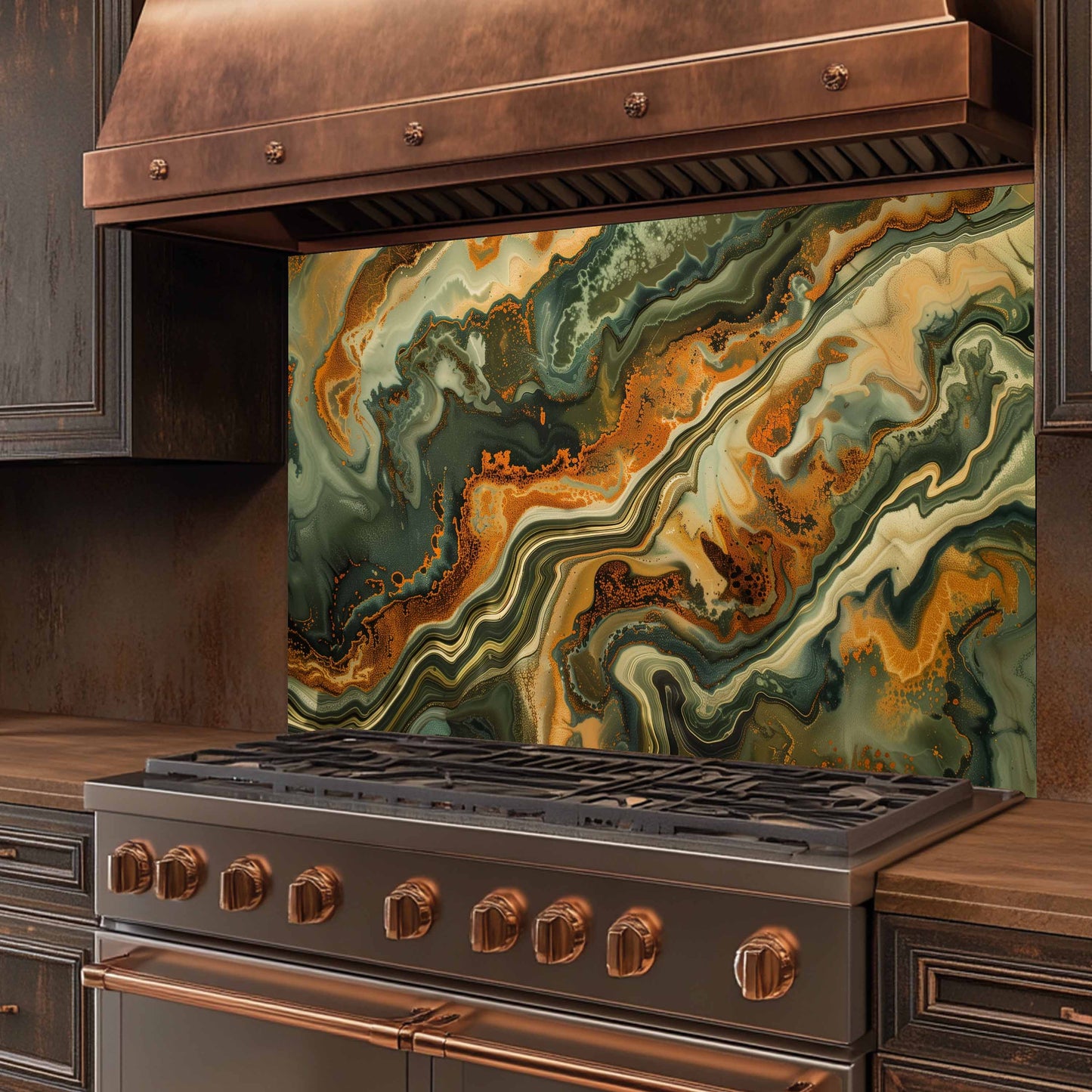 Tempered Glass Backsplash – Forest Ember
