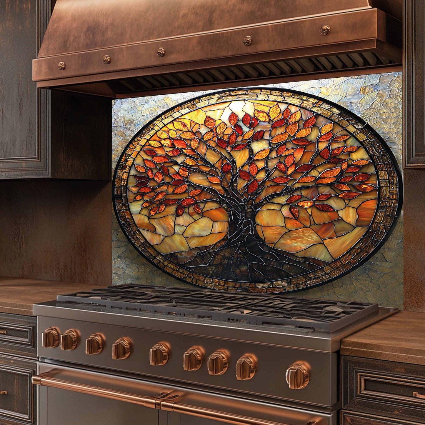 Fiery Branches Tempered Glass Backsplash – Back Splashes for Kitchen